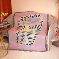 Textile City Ins Pink Girl Cat Throw Blanket – Woven Cotton Tapestry Sofa Cover & Picnic Mat