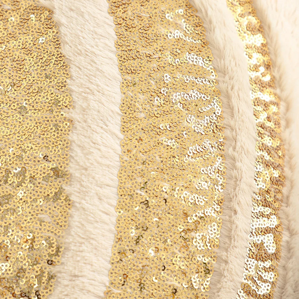 Pumpkin Gold Sequin Embroidered Pillow Cover – Plush Fall Accent for Cozy Autumn Vibes