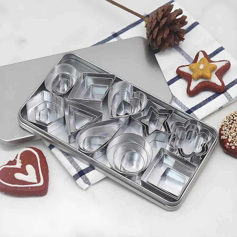 Stainless Steel Cookie Cutter Set  - Geometric Shapes for Baking, Clay Molds, Crafting, Dishwasher Safe (Circle, Square,