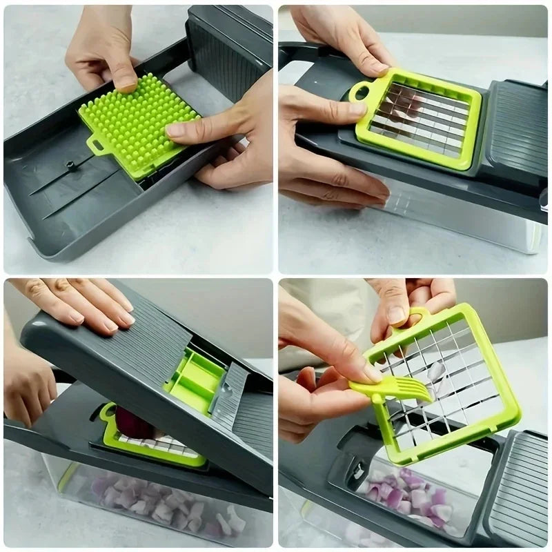 14-in-1 Multifunctional Vegetable Chopper – Food Grater, Slicer, Dicer & Cutting Machine with Handle for Fast Kitchen Prep