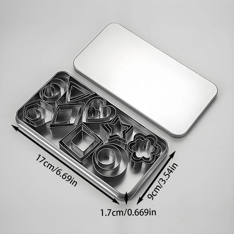 Stainless Steel Cookie Cutter Set  - Geometric Shapes for Baking, Clay Molds, Crafting, Dishwasher Safe (Circle, Square,