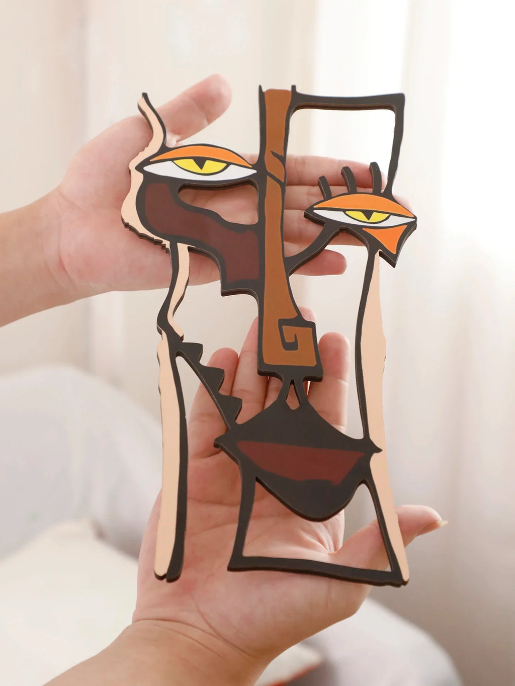 Abstract Face Wooden Wall Decor Art Hanging Home and Office Decorative Hanging for Living Room Bedroom and Hallway Gift 1Pcs