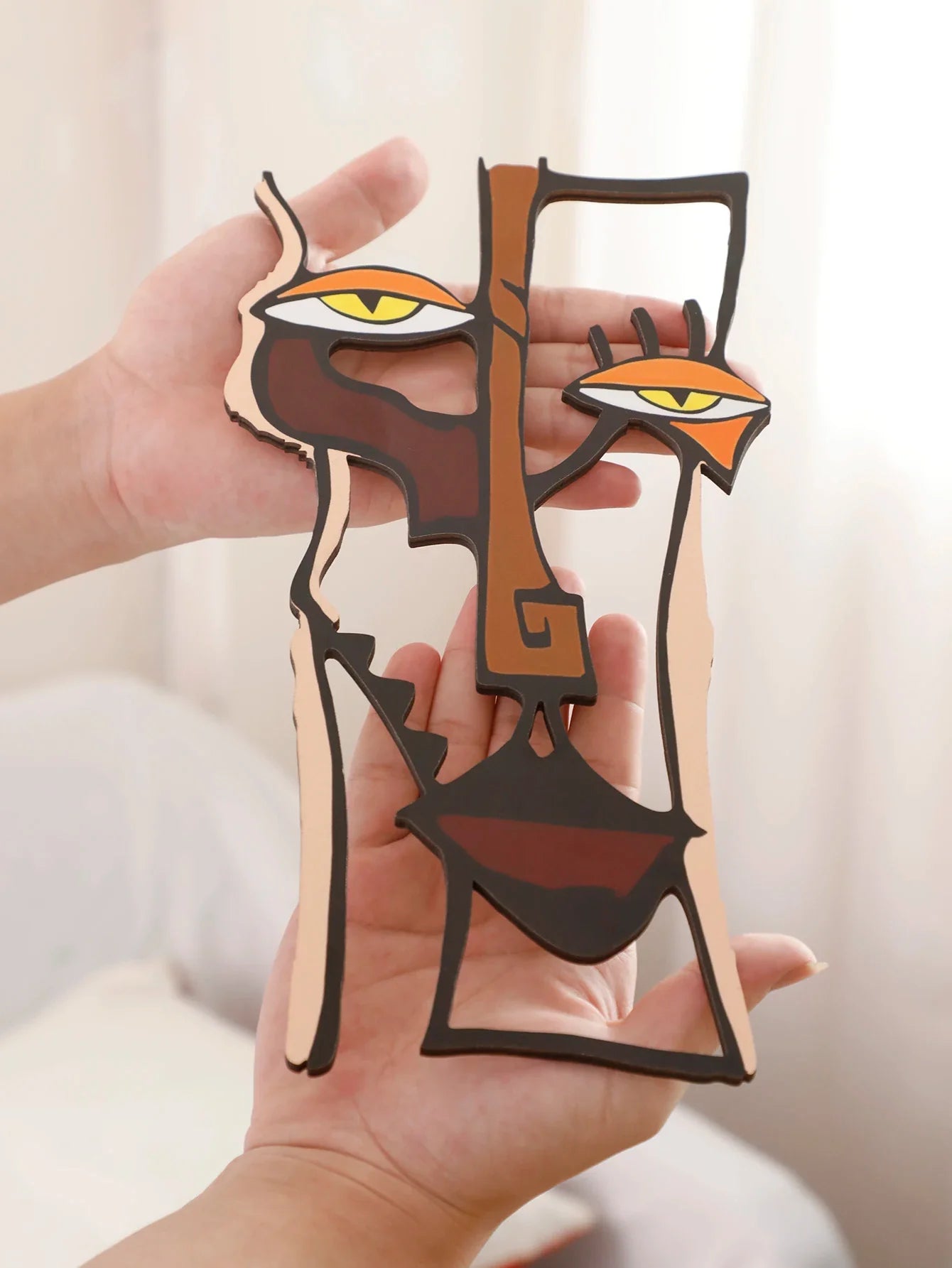 Abstract Face Wooden Wall Decor Art Hanging Home and Office Decorative Hanging for Living Room Bedroom and Hallway Gift 1Pcs