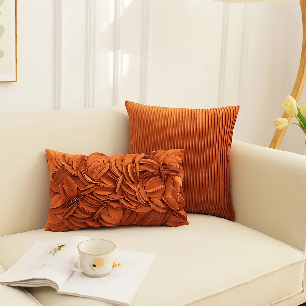 French Style Embroidered Patchwork Pillow Cover – Floral Cushion for Sofa, Bed & Living Room Decor