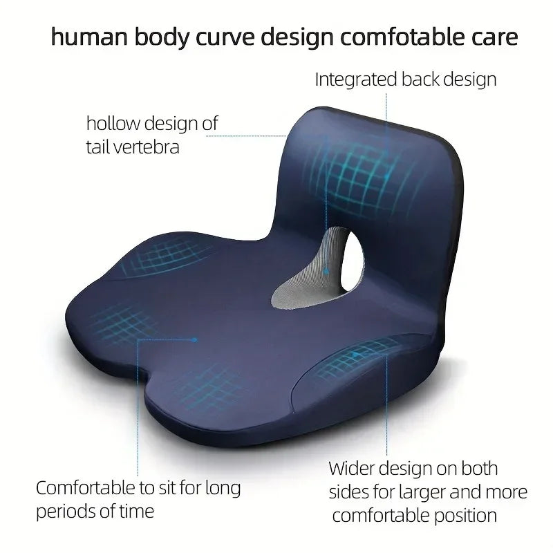 🪑 Memory Foam Seat Cushion & Back Support Pillow Set