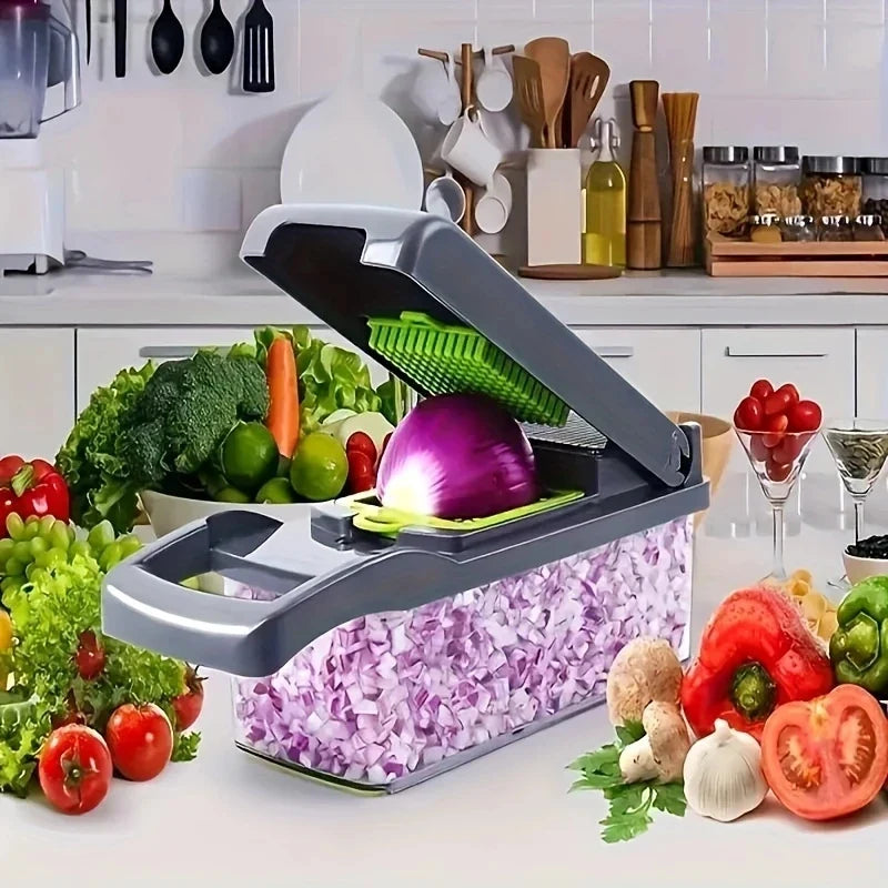 14-in-1 Multifunctional Vegetable Chopper – Food Grater, Slicer, Dicer & Cutting Machine with Handle for Fast Kitchen Prep