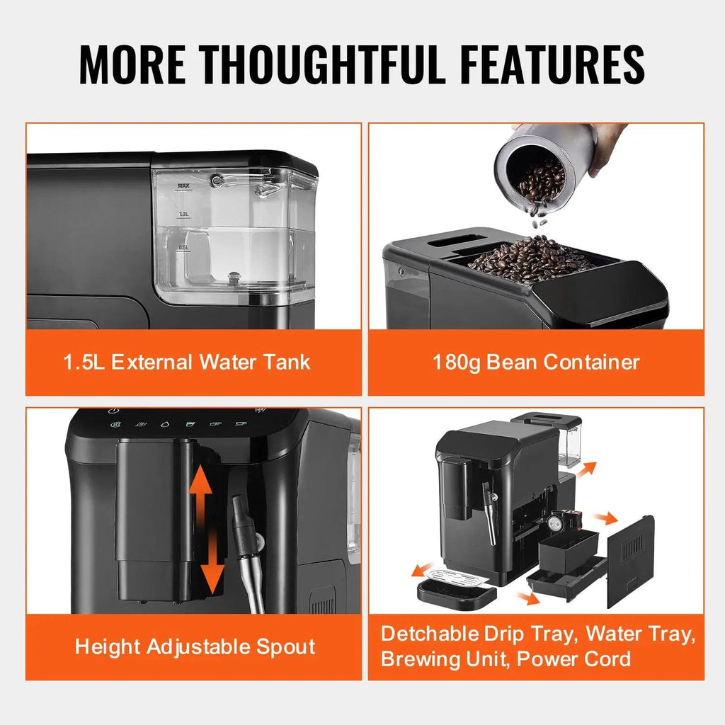 Automatic Espresso Machine with Grinder & Frother