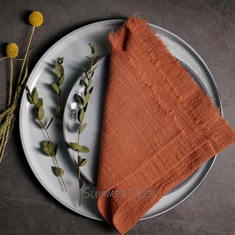 Rustic Cotton Gauze Reusable Napkin – Boho Kitchen & Table Decor - Rust