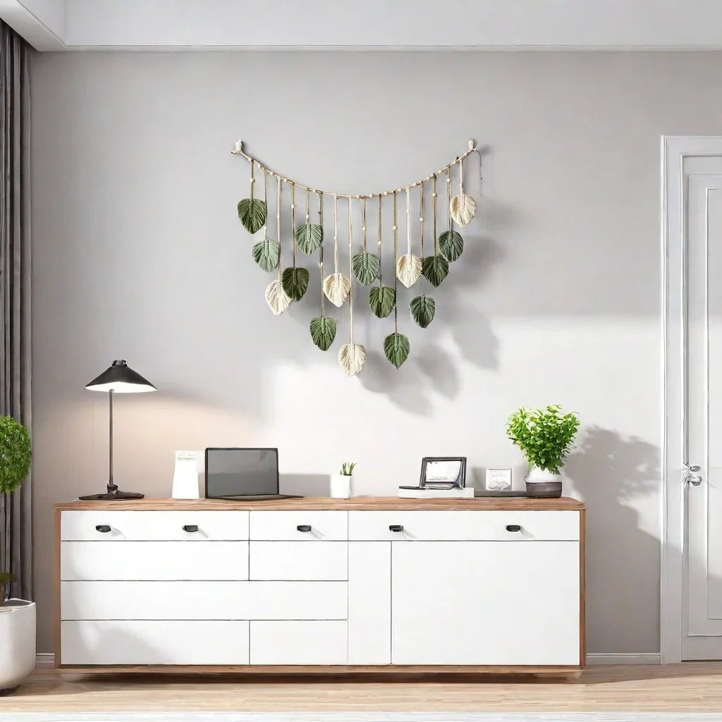 Macrame Hanging Leaf Wall Art