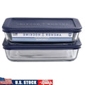 Glass Food Storage Containers Set of 2 Ergonomic Lids BPA Free Versatile Microwave Dishwasher Safe 3 Cup Rectangular Jars