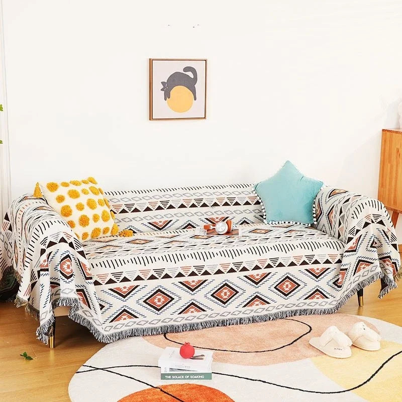 Bohemian Plaid Tassel Throw Blanket