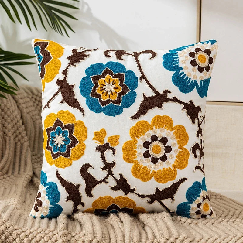 Vintage Floral Embroidered Pillowcase