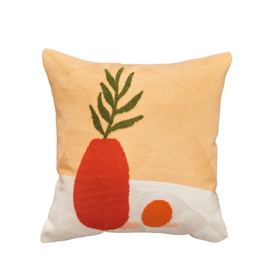 Boho Home Decor Tufted Embroidered Pillowcase – Decorative Throw Pillow Cover for Sofa & Living Room
