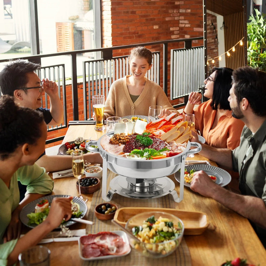 2/4 Pack Chafing Dish Buffet Set, 5QT Buffet Servers and Warmers, Round Catering Warmer with Glass Lid & Lid Holder for Party