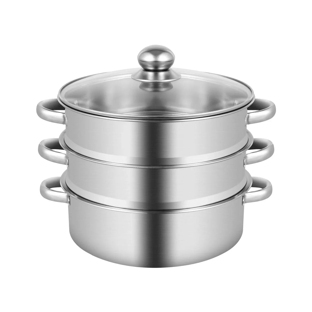 5-Tier Stainless Steel Steamer 15kg  Adjustable Grids Glass Lid for Home Kitchen Restaurant Dormitory Cooking