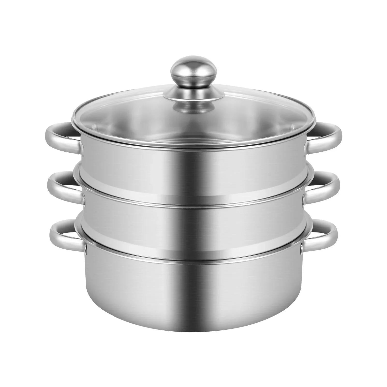 5-Tier Stainless Steel Steamer 15kg  Adjustable Grids Glass Lid for Home Kitchen Restaurant Dormitory Cooking