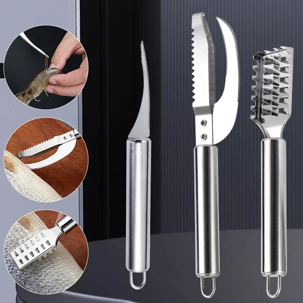Fish Scale Remover Knife Picking shrimp thread Stainless Scaler for Fish Cleaning Tools Fish Skin Brush Tongs Kitchen Tweezers
