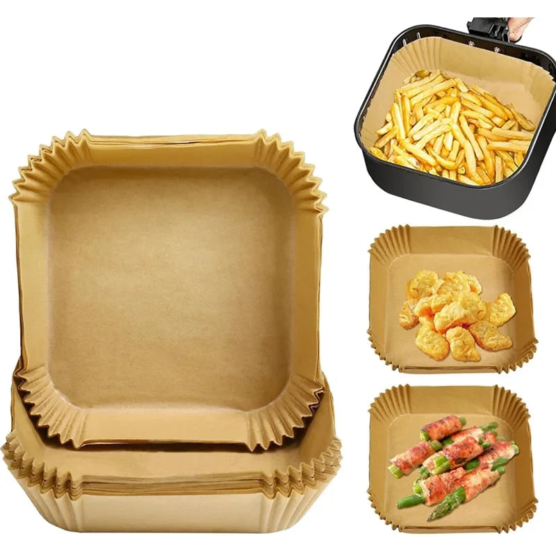 Air Fryer Liner & Steamer/Baking Paper – Silicone Coated, Plant Oil Layer, Oil-Resistant for Home & Bakeries