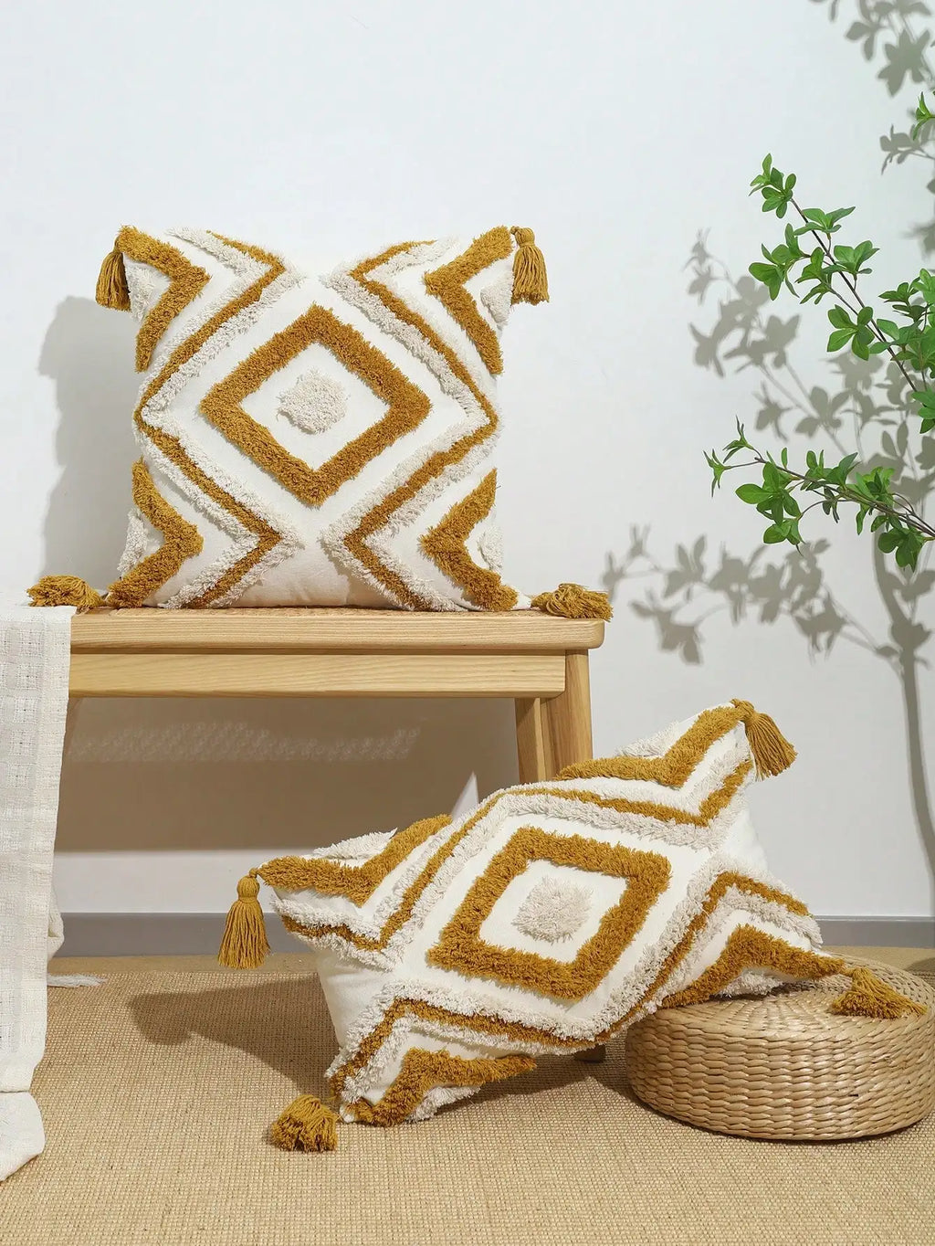 Nordic Moroccan Tufted Throw Pillow & Lumbar Pillow Covers – Boho Geometric Accent for Sofa, Bed & More