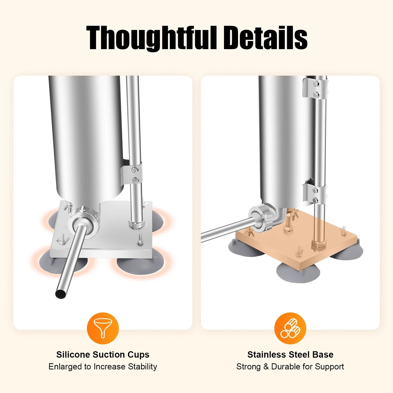 3L Stainless Steel Manual Sausage Stuffer – Vertical Sausage Maker with 11 Filling Tubes