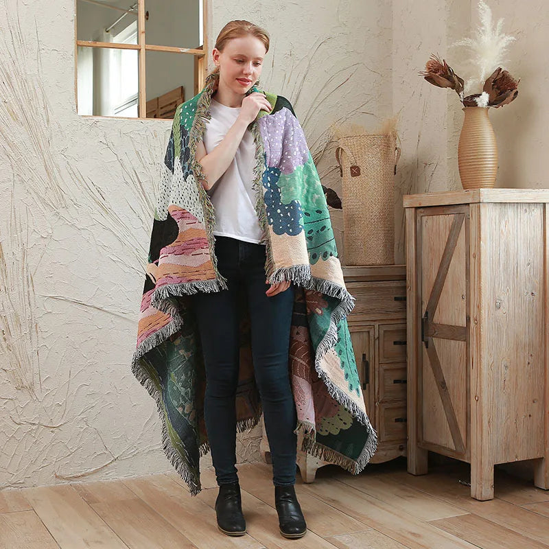 Abstract Woven Nature Throw Blanket