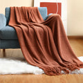 Cozy Knitted Waffle Throw Blanket – Soft Boho Home Decor with Tassels