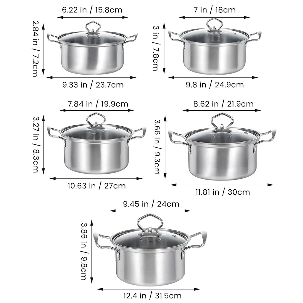 15-Piece Stainless Steel Cookware Set: Non-Stick Pan Set, Skillet, Stew Pot, Wok Multifunctional, Stylish, Outdoor Cookware Set