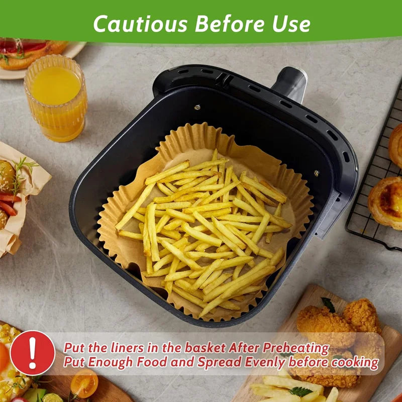 Air Fryer Liner & Steamer/Baking Paper – Silicone-Coated, Plant-Oil Layer, Oil-Resistant Non-Stick Sheets for Home Kitchens & Bakeries