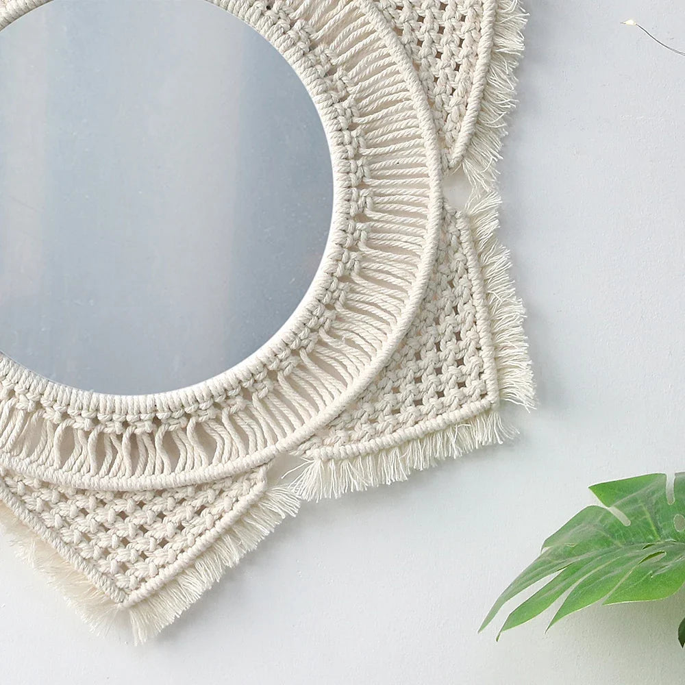 Circular Boho Macrame Wall Mirror
