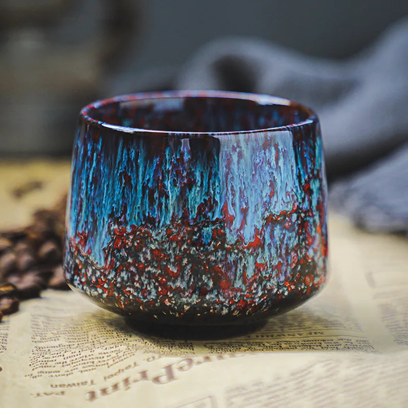 Colorful Reactive Glaze Ceramic Coffee Mug – 6oz Espresso & Tea Cup for Home, Office & Café