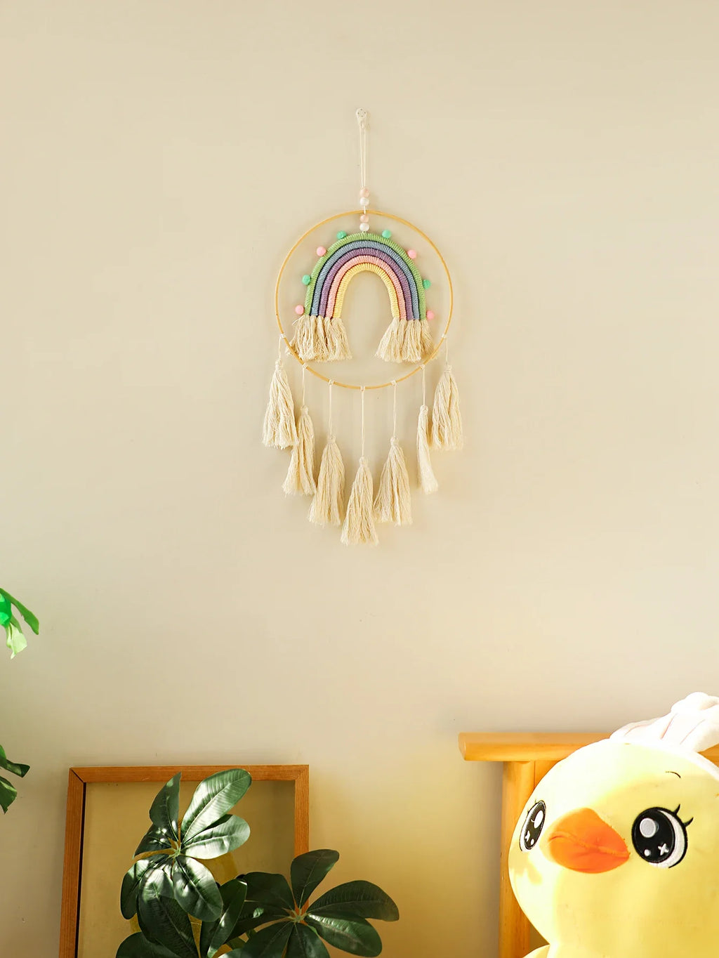 Macrame Rainbow Tapestry – Handmade Boho Wall Hanging for Living Room, Bedroom & Nursery