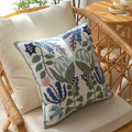 Floral Embroidered Cotton Pillow Cover