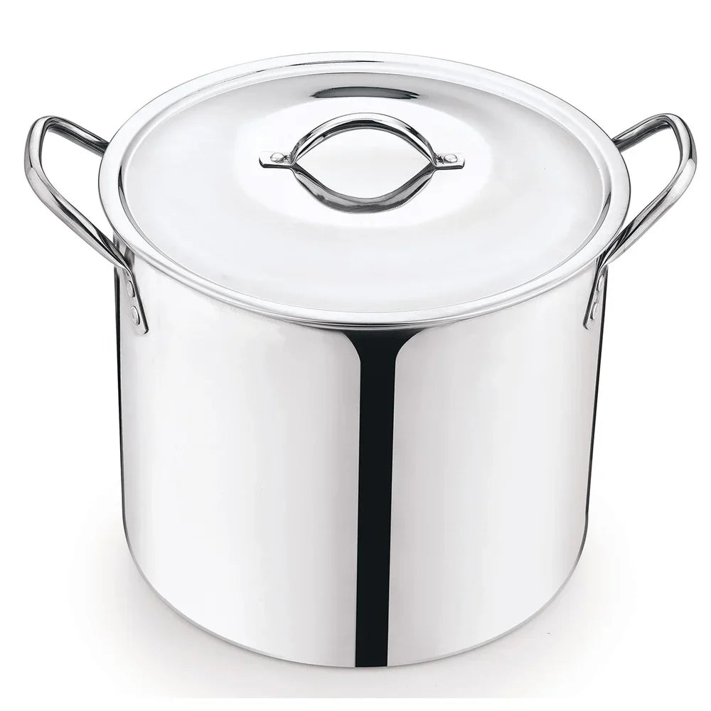 12 Quart Stainless Steel Stock Pot Heavy Duty Cooking Pot with Stay Cool Handles Soup Stew and Stock Preparation