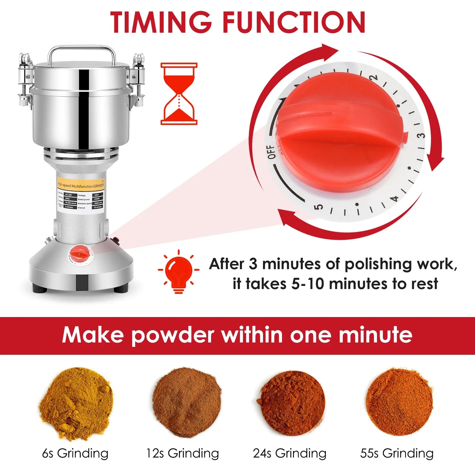 150g/500g Electric Herb & Grain Grinder – High-Speed 28,000 RPM Spice Mill for Coffee Beans, Nuts, Seeds, Flour & Powdered Herbs