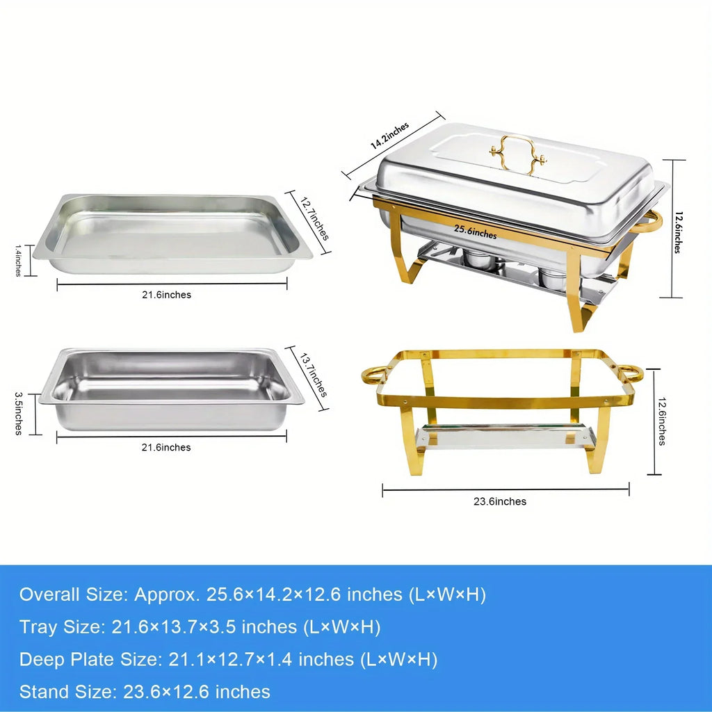 4-Pack 8QT Stainless Steel Chafing Dish Buffet Set – Food Warmers with Fuel Holders