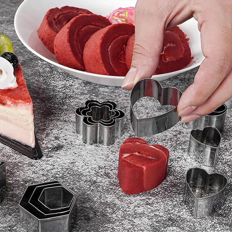 Stainless Steel Cookie Cutter Set  - Geometric Shapes for Baking, Clay Molds, Crafting, Dishwasher Safe (Circle, Square,