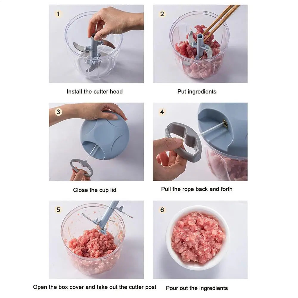 500ML Manual Meat Mincer Garlic Chopper Hand Pull Press Crusher Vegetable Grinder Chili Onion Cutter Kitchen Cooking Tools