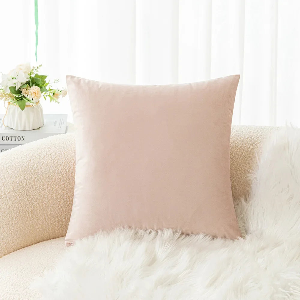 Velvet Pillowcase Sofa Cushion Cover – Solid Color Throw Pillow Case for Living Room
