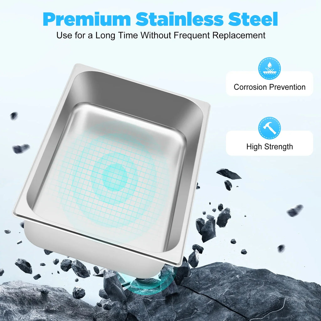 4 Pcs Table Pans with Lids Buffet Chafing Dishes Stainless Steel Food Container for Commercial and Personal