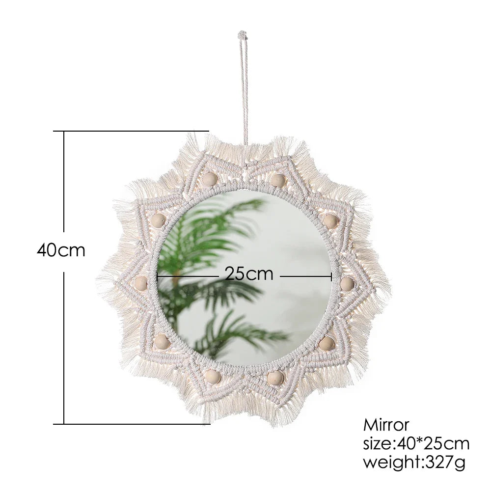 Circular Boho Macrame Wall Mirror