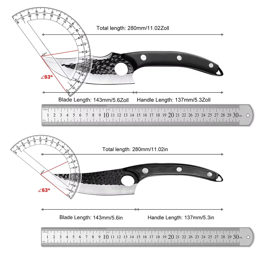 KEPEAK Multifunctional Viking Knife With Sheath Hand Forged Boning Knife With Gift Box Japanese Cooking Meat Cleaver Chef Knife