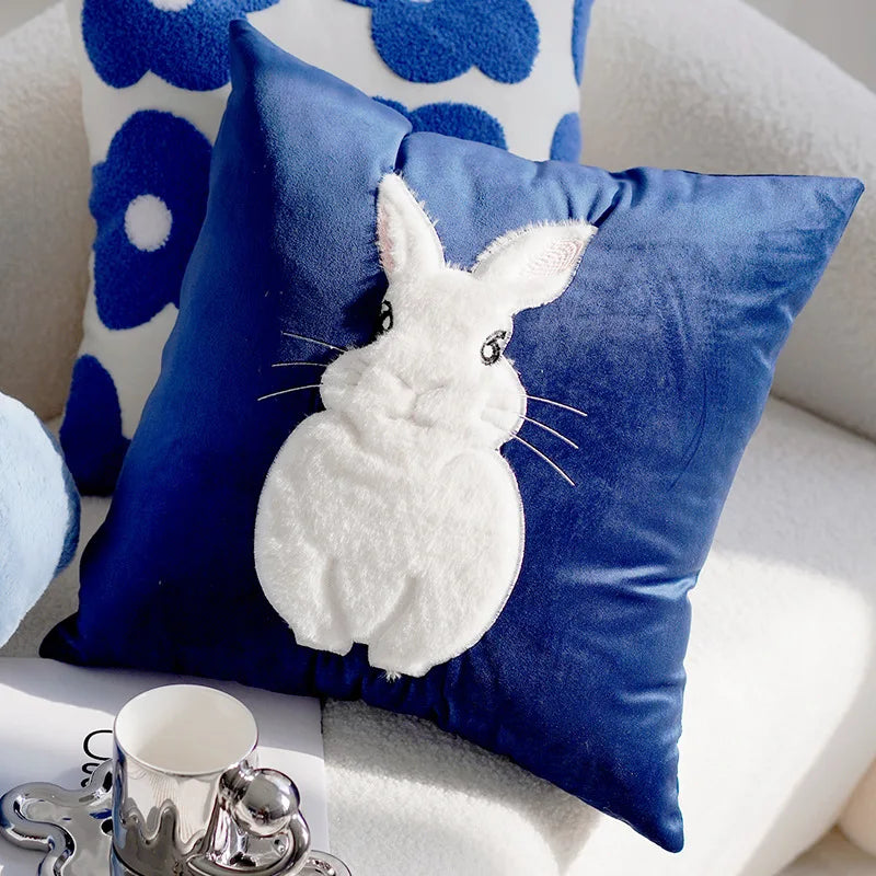 Embroidered Flower Throw Pillow Covers – Boho Cotton Cushion Covers for Bed, Sofa & Home Decor (30x50cm / 45x45cm)
