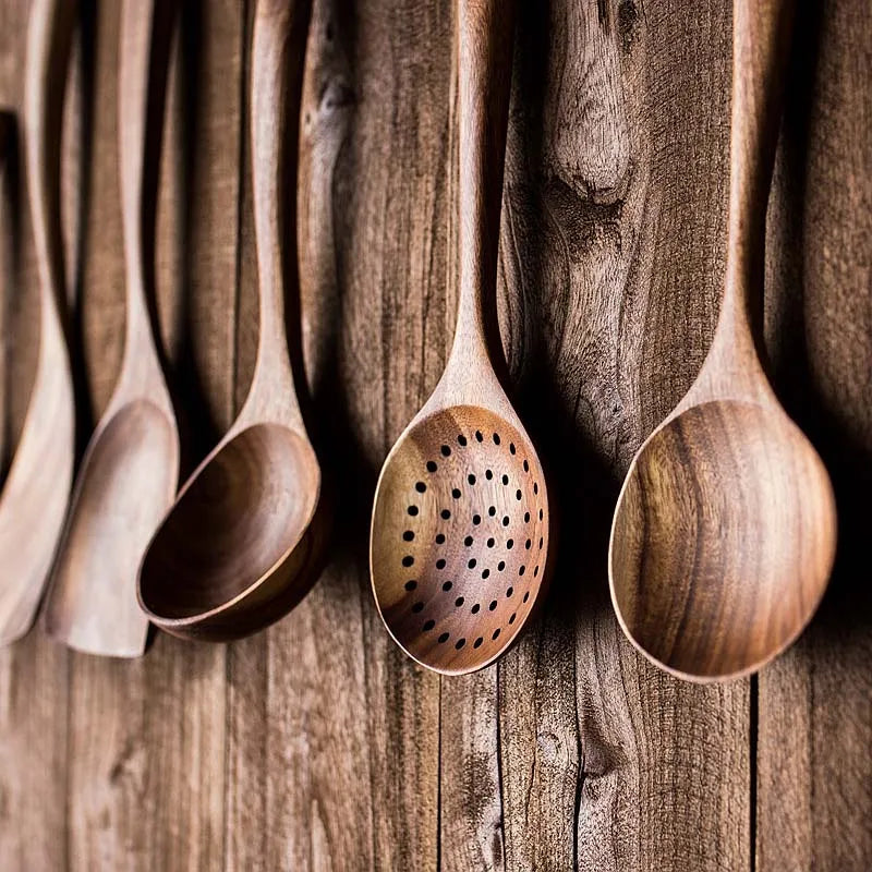 5-Piece Wooden Kitchen Utensil Set – Heat & Rot Resistant, Odor-Free Cooking Tools