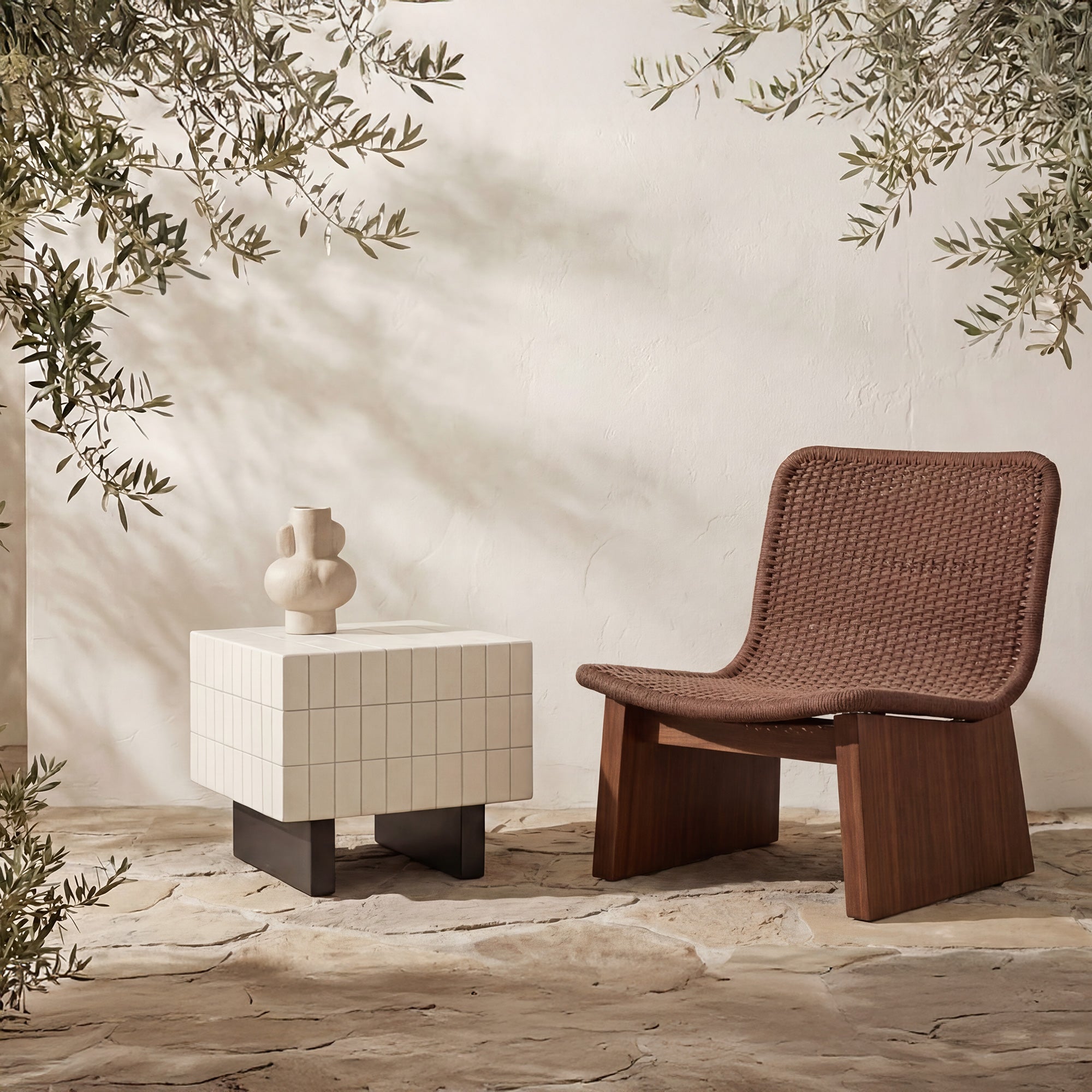 Moe's Home Farren Outdoor Side Table Cream