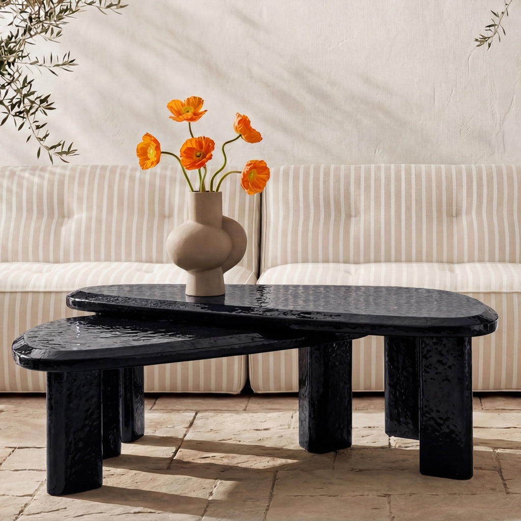 Moe's Home Sophie Outdoor Nesting Table Set Charcoal Lacquer