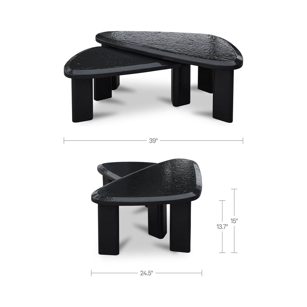 Moe's Home Sophie Outdoor Nesting Table Set Charcoal Lacquer