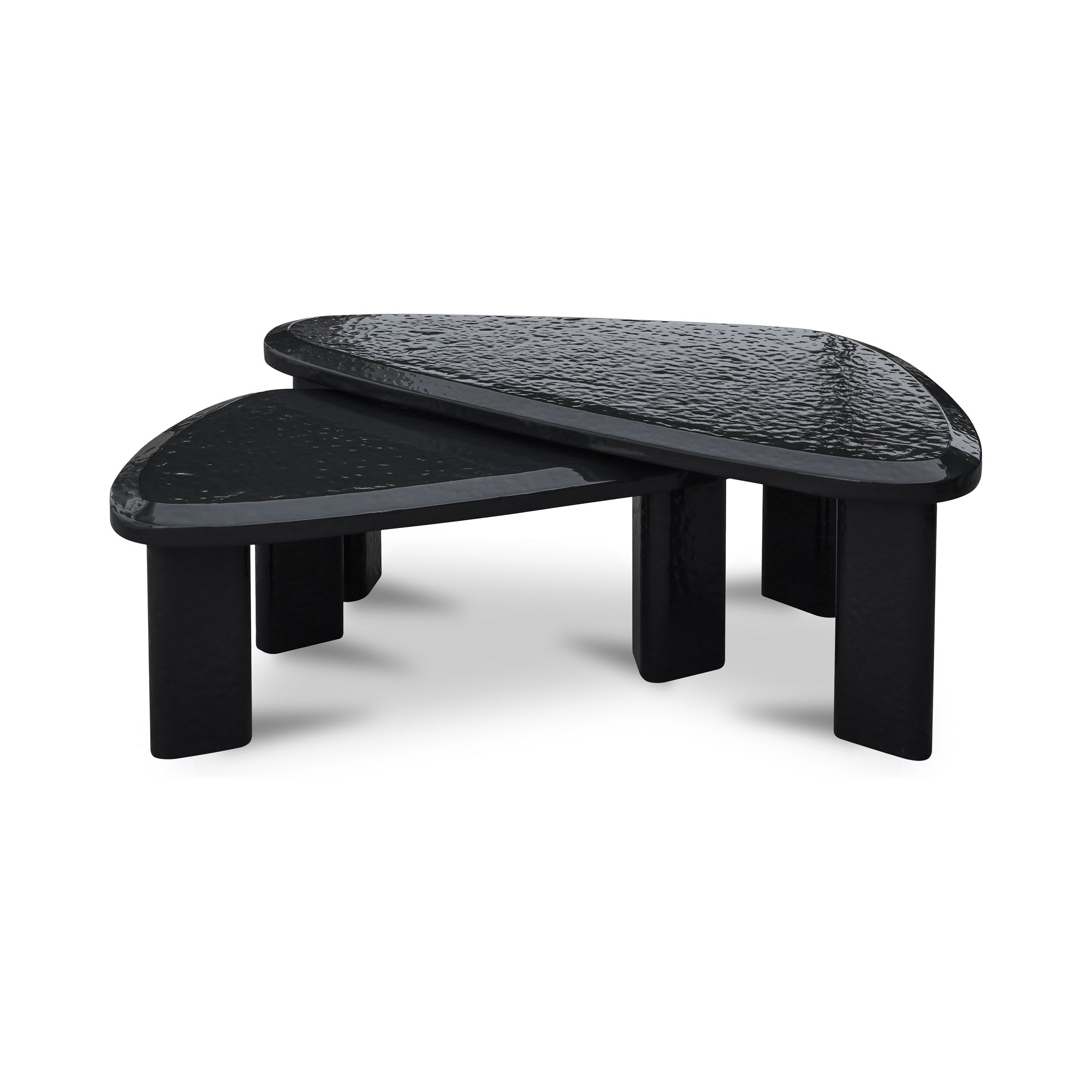 Moe's Home Sophie Outdoor Nesting Table Set Charcoal Lacquer