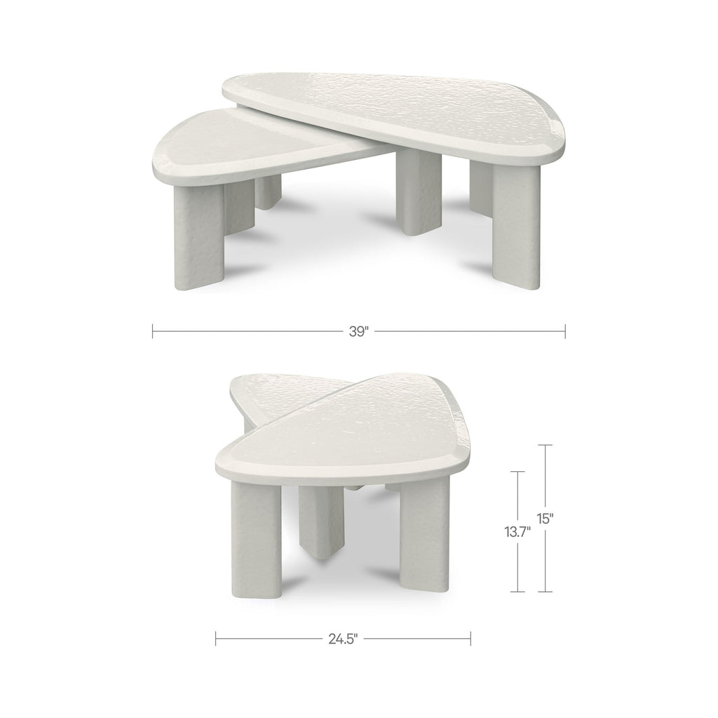 Moe's Home Sophie Outdoor Nesting Table Set Cream Lacquer