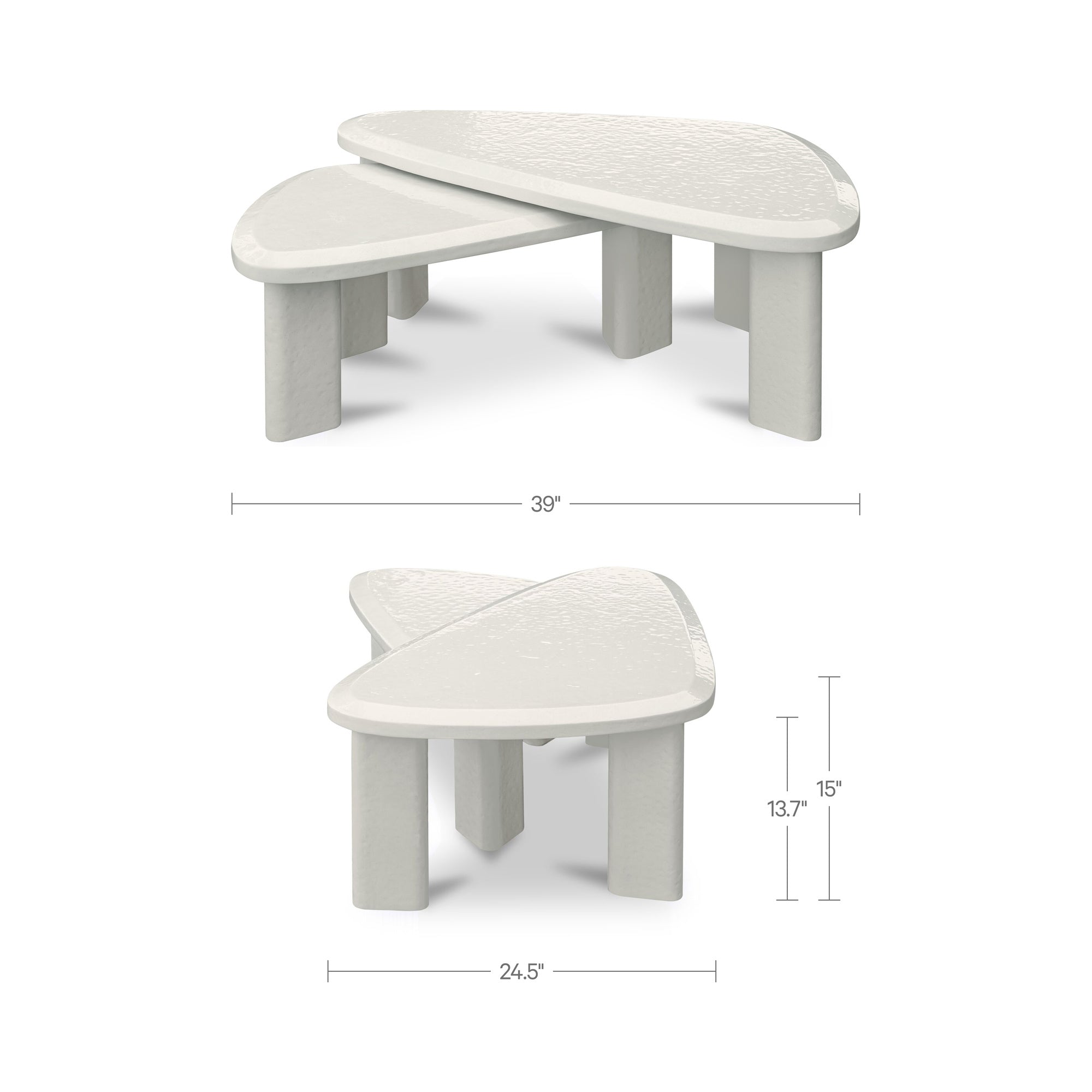 Moe's Home Sophie Outdoor Nesting Table Set Cream Lacquer