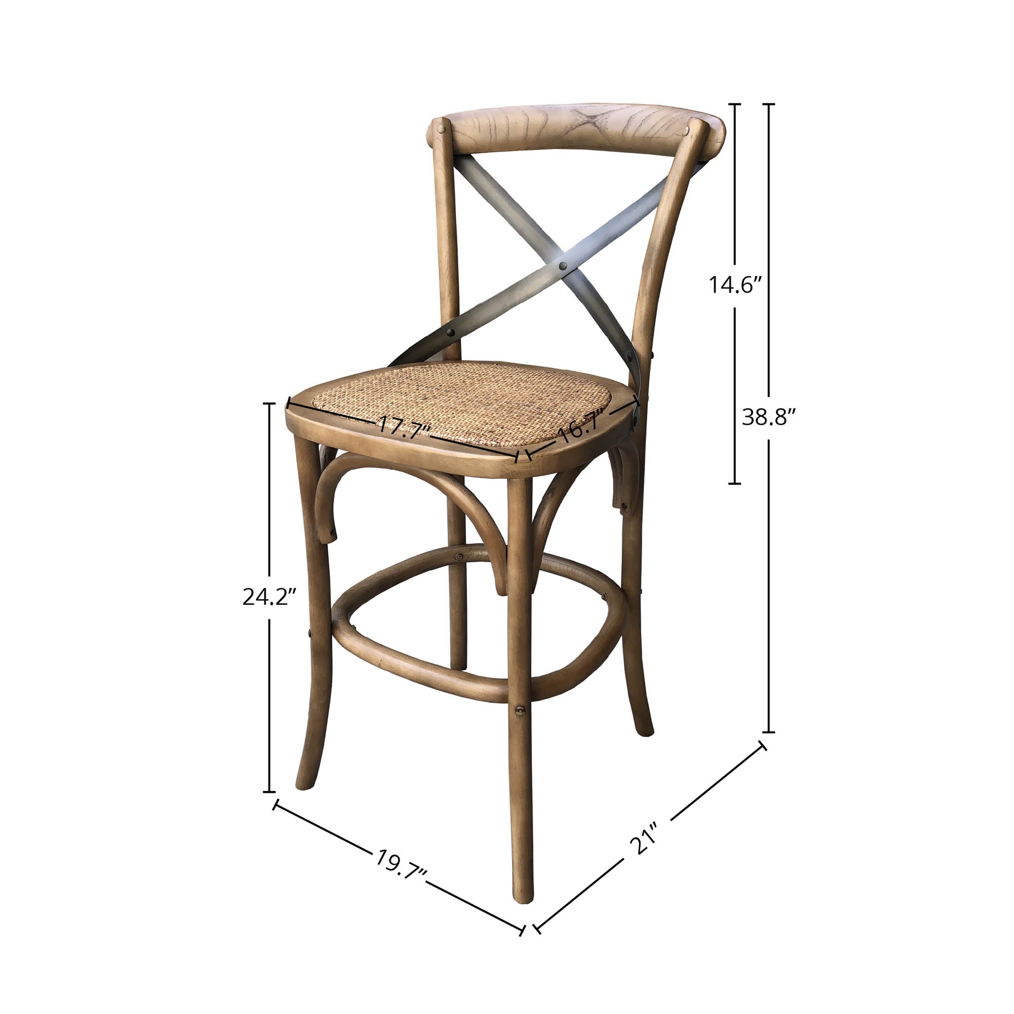 LH Home Cross Back Fixed Counter Stool